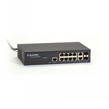 BLACK BOX LGB1100 SERIES GIGABIT ETHERNET (1000-MBPS) MANAGED SWITCH - (8) 10/100/1000-MBPS COPPER RJ45, (2) 100/1000-MBPS DUAL-MEDIA RJ45/SFP